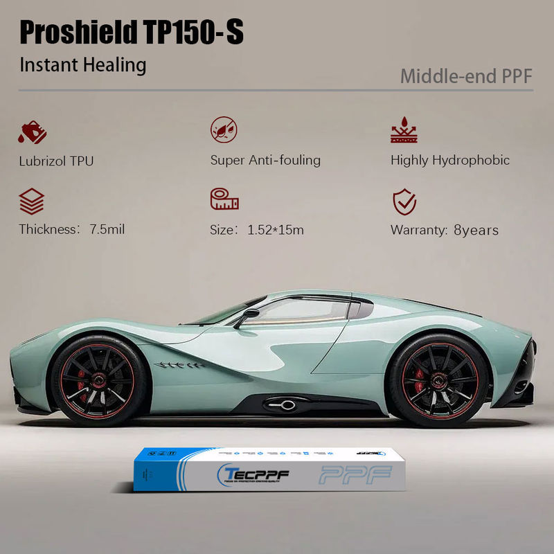 TP150-S Pelindung Cat Gloss Film Instan Penyembuhan 7.5mil PPF Clear Bra Untuk Mobil