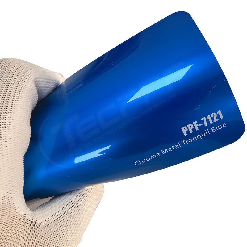 PPF-7121 Chrome Metal Tranquil Blue Color Paint Protection Film Untuk Goresan Mobil