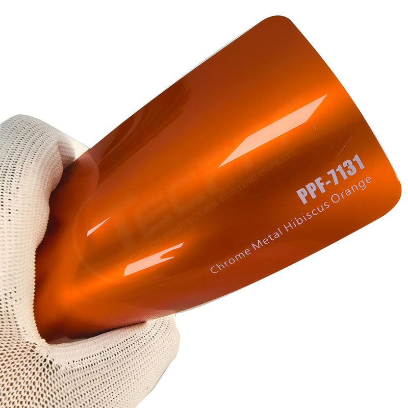 PPF-7131 Chrome Metal Hibiscus Orange Color Paint Protection Film Untuk Goresan Mobil