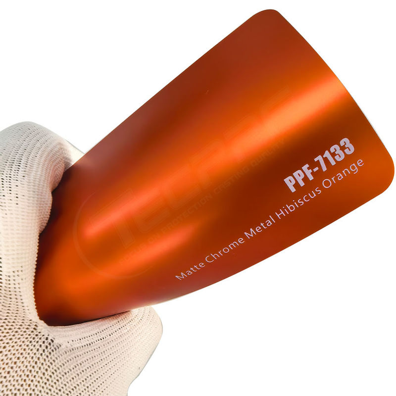 PPF-7133 Matte Chrome Metal Hibiscus Orange Color Paint Protection Film Untuk Car Scratch