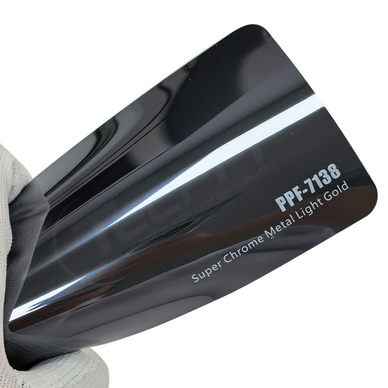 PPF-7138 Super Chrome Metal Light Gold Color Paint Protection Film Untuk Goresan Mobil