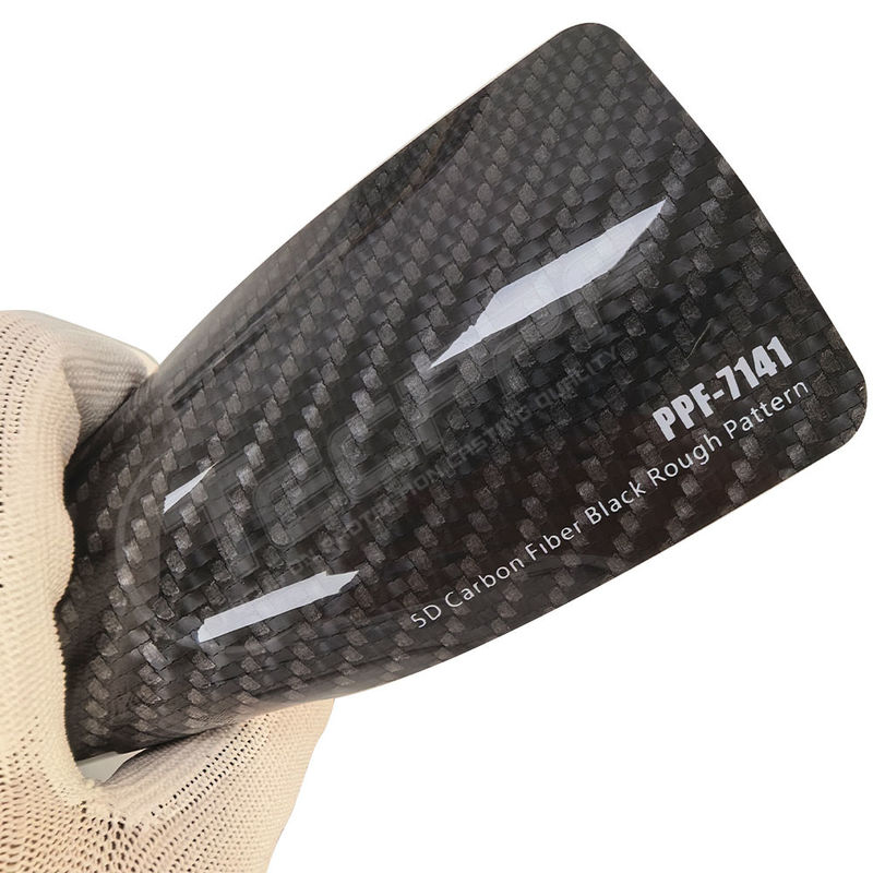 PPF-7141 5D Carbon Fiber Black Rough Pattern Warna Cat Pelindung Film Untuk Goresan Mobil